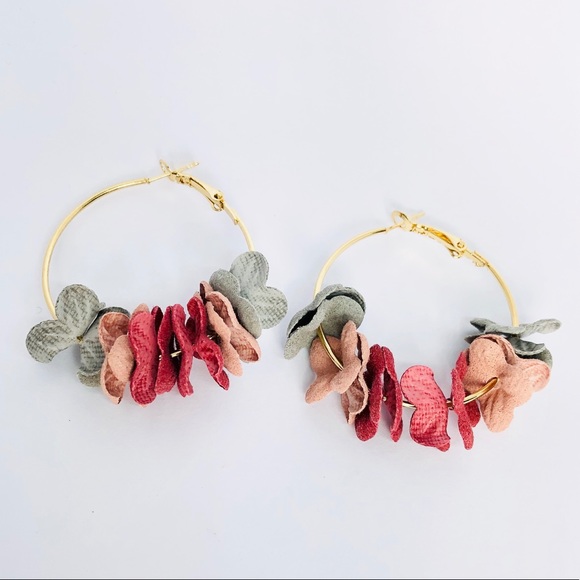 ❤️HP❤️New! Pink Ombre Flower Hoop Earrings - Picture 3 of 4